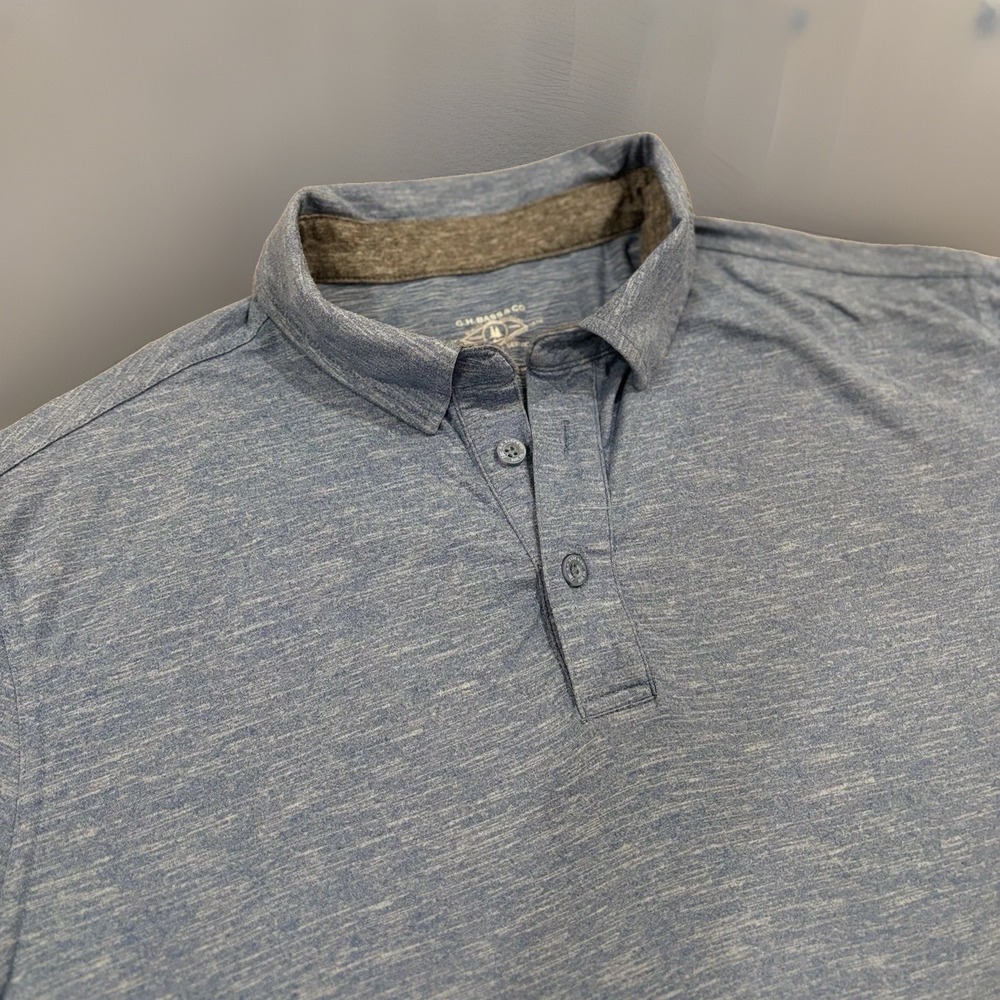 G.H.‎ Bass Mens Large Performance Polo Shirt Blue Stretch Golf Moisture Wicking